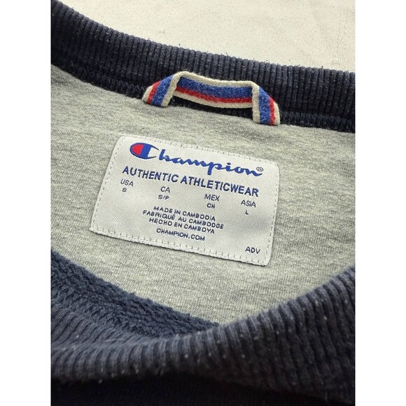 Champion Crewneck Sweatshirt Mens Small Navy Blue Pullover Long Sleeves Outdoor - Picture 3 of 4
